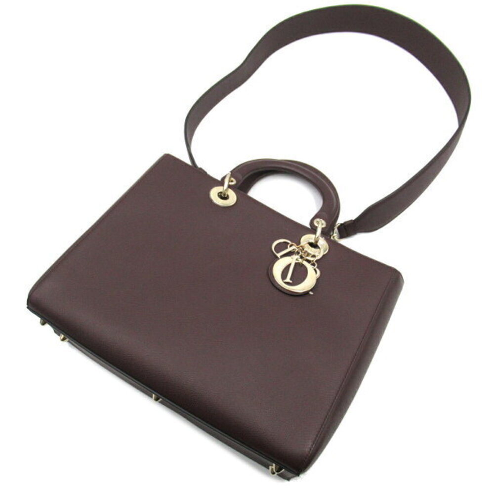 Dior Lady Dior Shoulder Bag Leather Bordeaux - Picture 6 of 10